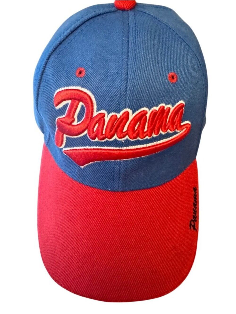 Panama  Embroidered Baseball Cap – Blue/Red - Adjustable